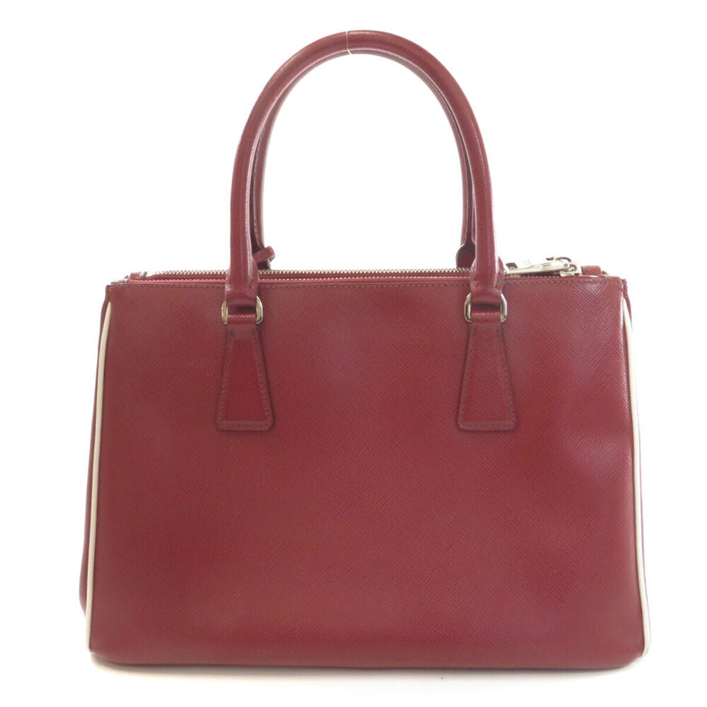 Prada Double red Zip Galleria Leather Saffiano Tote striking Red